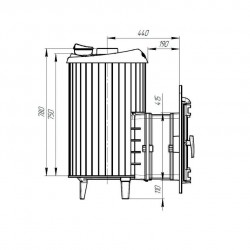 Банная печь "Атмосфера L" в ламелях “окаменевшее дерево” 24м³